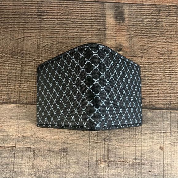 Men’s Bi-Fold Faux Leather Wallet- Black W/ Gray Diamond Pattern - Picture 3 of 6